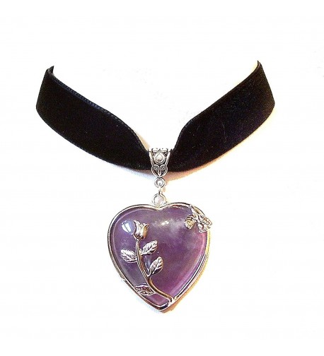 Black Velvet Choker Necklace Amethyst