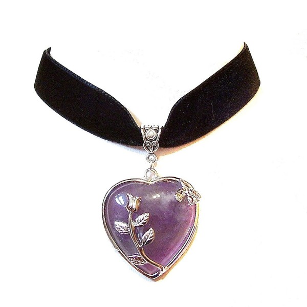 Black Velvet Choker Necklace Amethyst