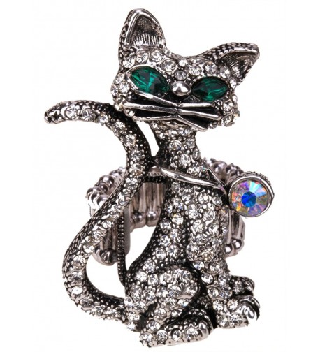 Jewelry Crystal Cat Stretch Halloween