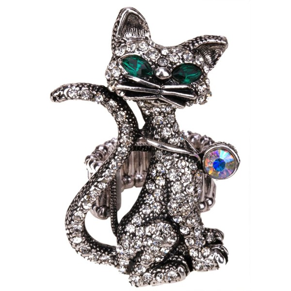 Jewelry Crystal Cat Stretch Halloween